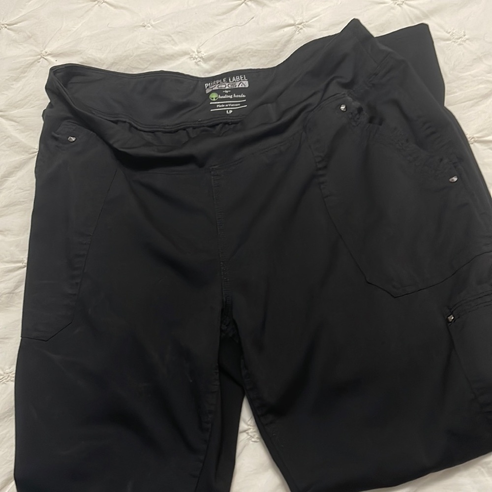 Purple Label scrub pants.